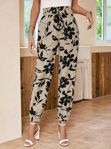 LUNE Spring Women's Printed Casual Carrot-Shaped Pants