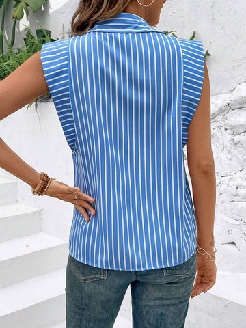 LUNE Striped Print Button Front Shirt For Dailywear