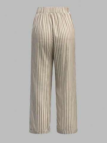 LUNE Striped Slanted Pocket Casual Straight Pants