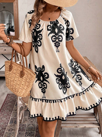 Summer Casual Floral Print Dress For Women