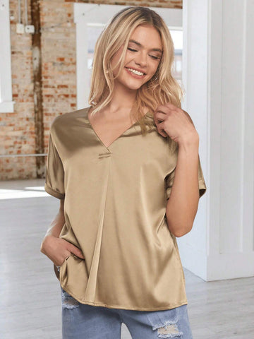 LUNE Summer Casual Simple Workwear Mother's Day Metallic Women's Shirt