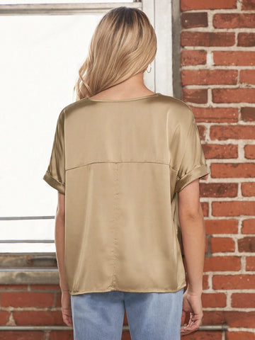 LUNE Summer Casual Simple Workwear Mother's Day Metallic Women's Shirt