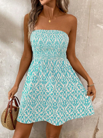 Summer Casual Sleeveless Paisley Printed Vest Dress