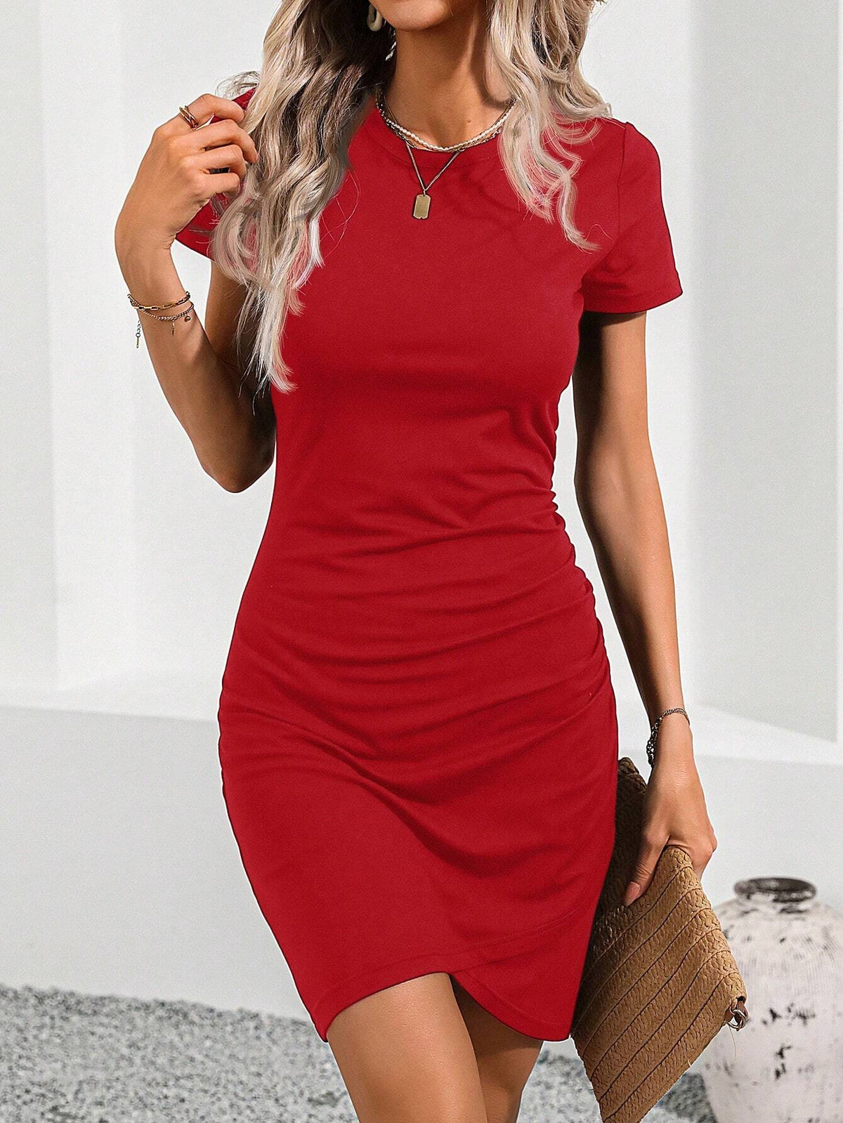 Summer Concert Black Short Sleeve Bodycon T-Shirt Dress For Women