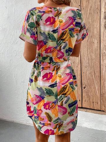 Summer Floral Short Sleeve Women's Easter Date Dress