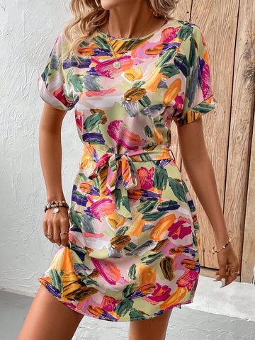 Summer Floral Short Sleeve Women's Easter Date Dress