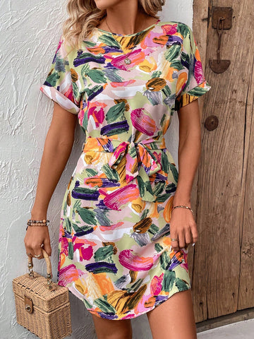 Summer Floral Short Sleeve Women's Easter Date Dress
