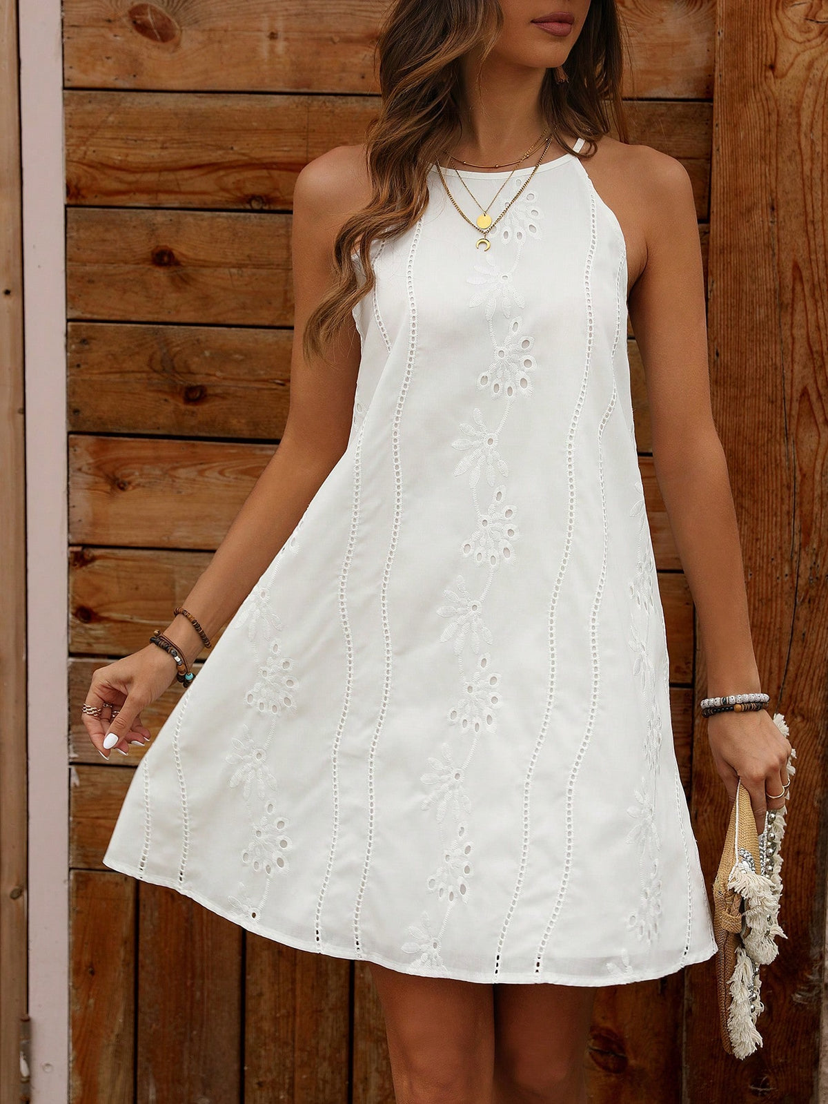 Summer Short White Sleeveless Cocktail Dress For Women's Date Night