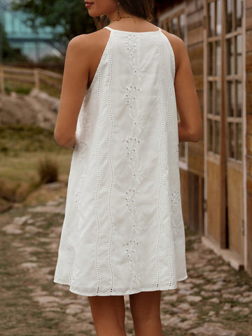 Summer Short White Sleeveless Cocktail Dress For Women's Date Night