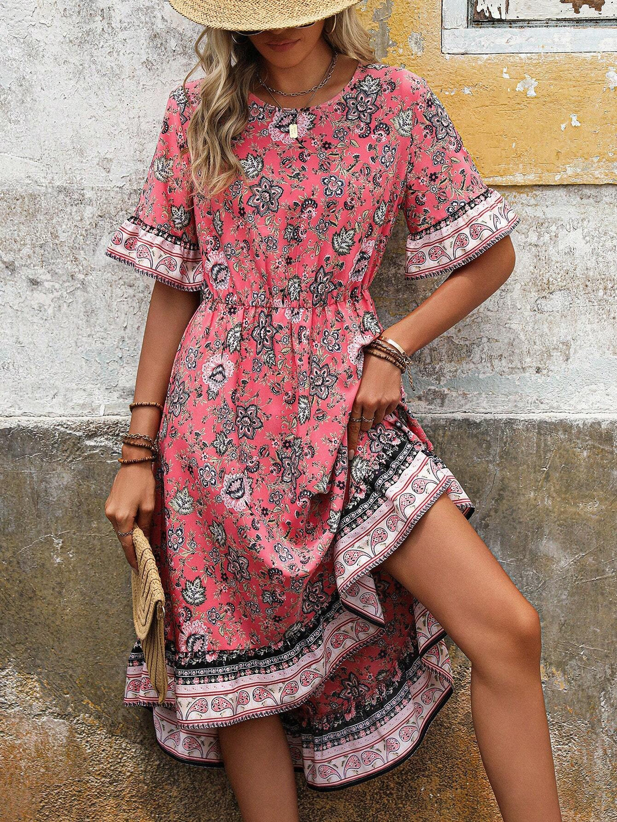 Summer Vacation Printed Spaghetti Strap Dress For Women
