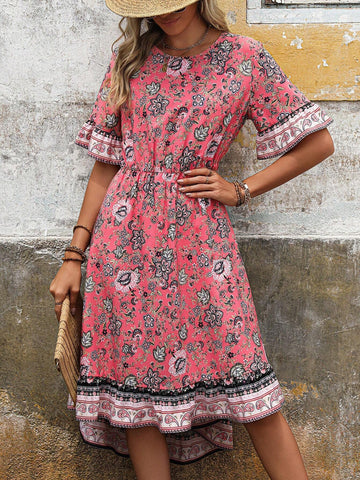 Summer Vacation Printed Spaghetti Strap Dress For Women
