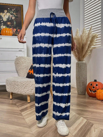 LUNE Tie Dye Knot Waist Wide Leg Pants