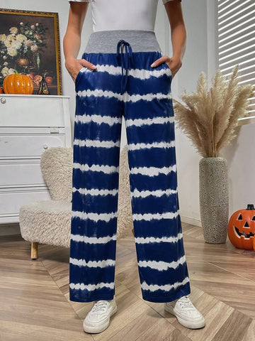 LUNE Tie Dye Knot Waist Wide Leg Pants