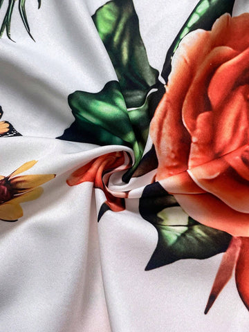 LUNE Tropical Print Batwing Sleeve Blouse For Summer