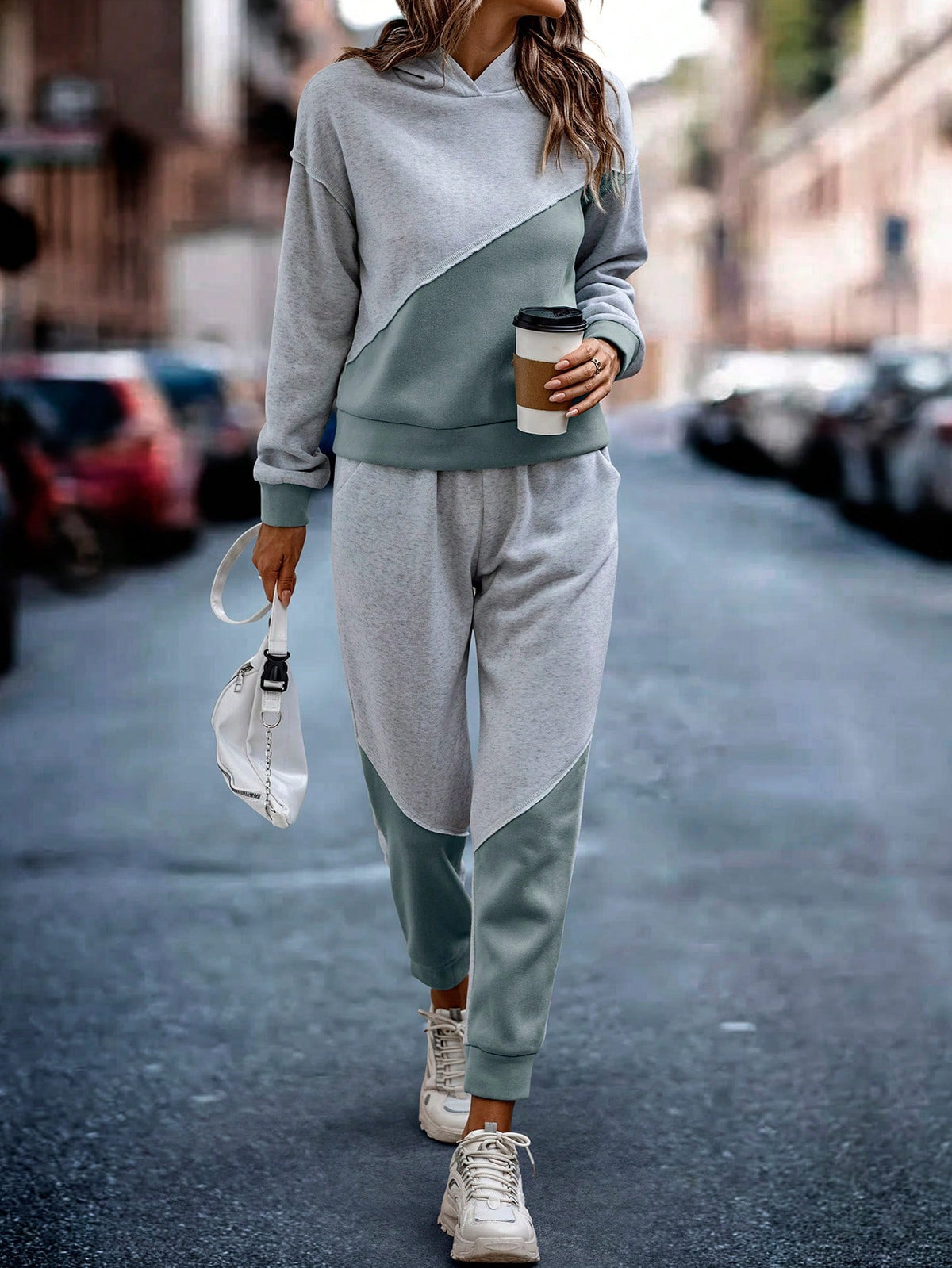 Two Tone Drop Shoulder Sweatshirt & Sweatpants