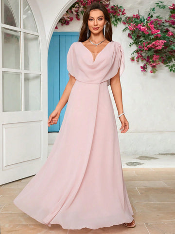 V-Neck Chiffon Bridesmaid Dress