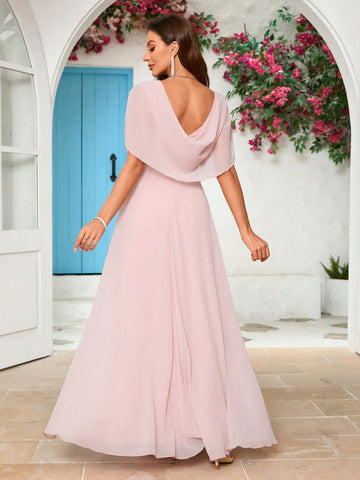 V-Neck Chiffon Bridesmaid Dress
