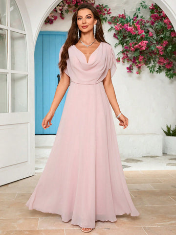 V-Neck Chiffon Bridesmaid Dress