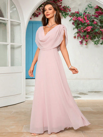 V-Neck Chiffon Bridesmaid Dress