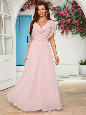 V-Neck Chiffon Bridesmaid Dress