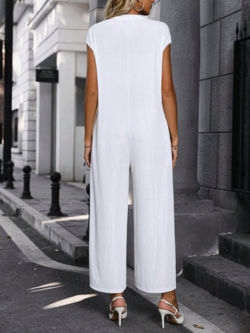 Women'S Batwing Sleeve Half Button Jumpsuit