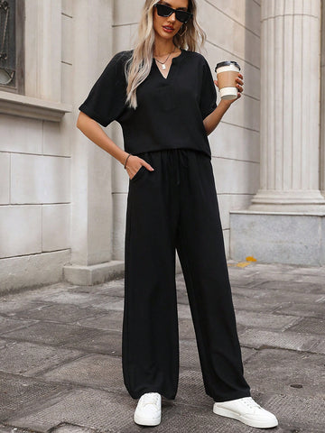 Women'S Casual Solid Color Two Pieces Set