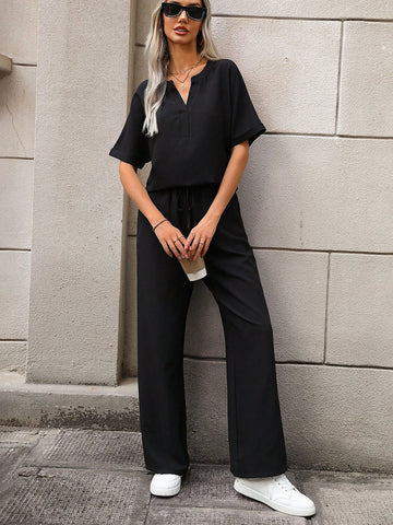 Women'S Casual Solid Color Two Pieces Set