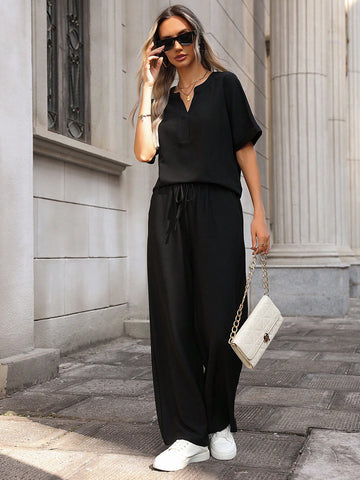 Women'S Casual Solid Color Two Pieces Set