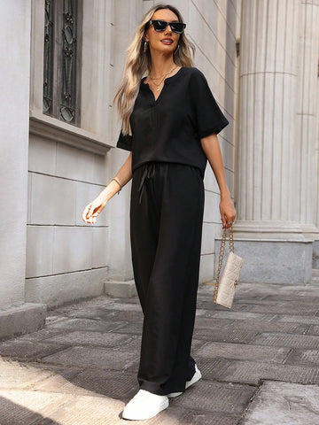 Women'S Casual Solid Color Two Pieces Set