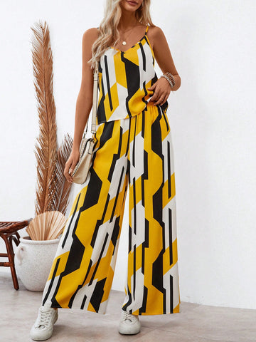 Women'S Geometric Printed Casual Two Piece Set