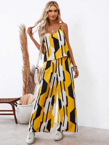 Women'S Geometric Printed Casual Two Piece Set