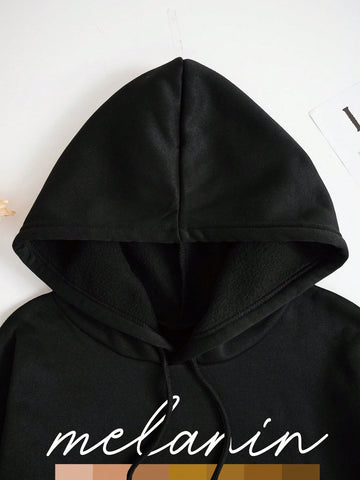 Women'S Letter Lip Print Hooded Sweatshirt And Sweatpants Two-Piece Set