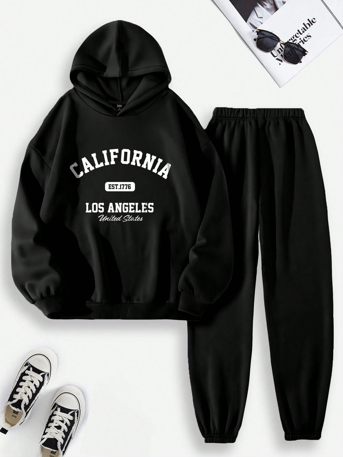 Women'S Letter Print Hoodie And Sweatpants Set