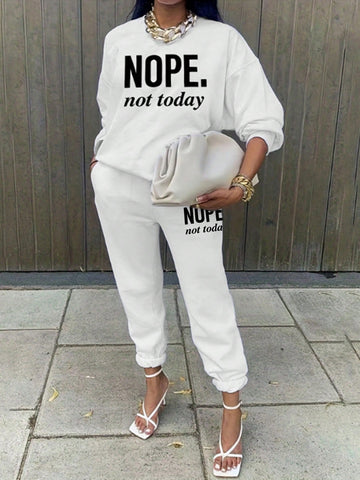 Women'S Letter Printed Sweatshirt And Sweatpants Set
