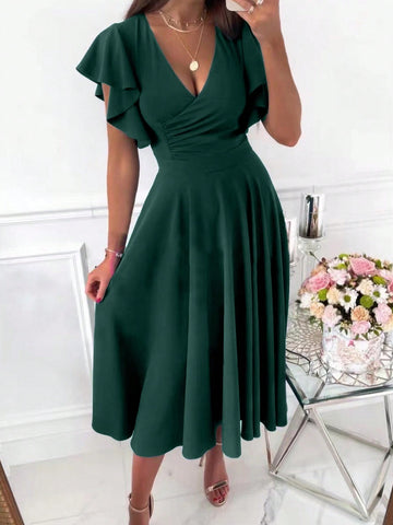 Women'S Ruffled Short Sleeve Dress
