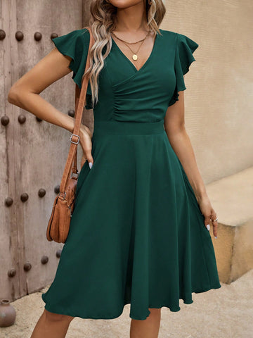 Women'S Ruffled Short Sleeve Dress