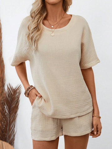 Women'S Solid Color Casual Two-Piece Set