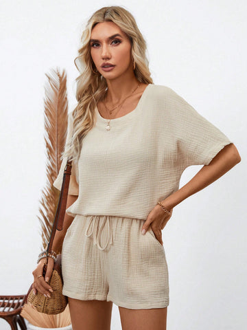 Women'S Solid Color Casual Two-Piece Set