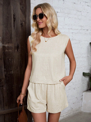 Women'S Solid Color Casual Two-Piece Set