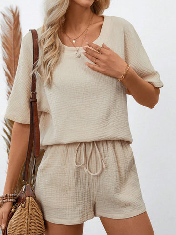 Women'S Solid Color Casual Two-Piece Set