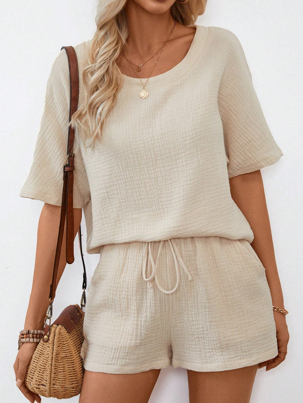 Women'S Solid Color Casual Two-Piece Set