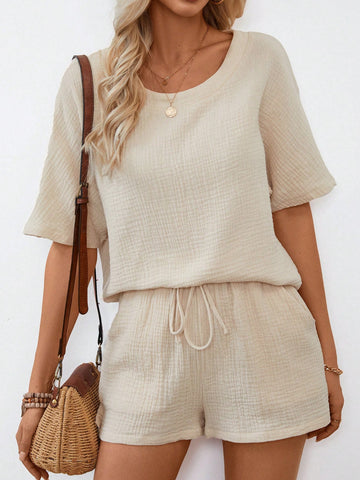 Women'S Solid Color Casual Two-Piece Set