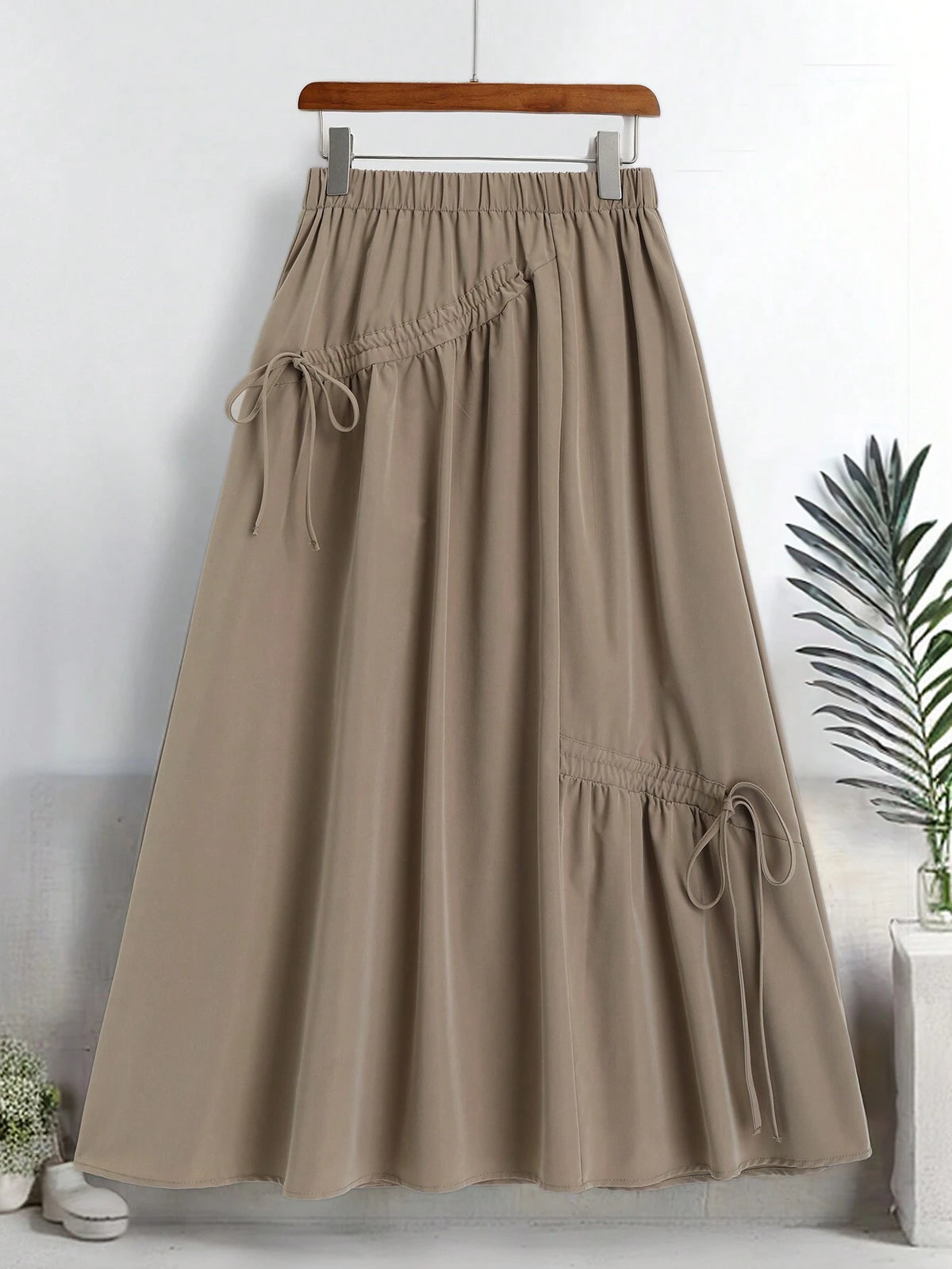 LUNE Women Asymmetrical Gathered A-Line Mid-Length Casual Skirt