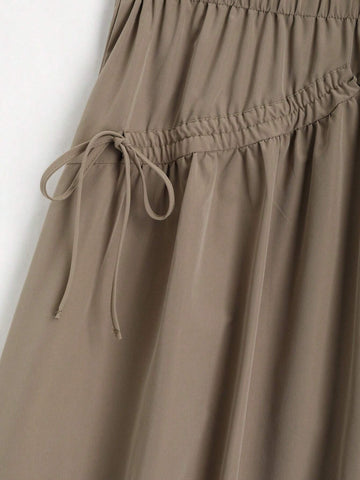 LUNE Women Asymmetrical Gathered A-Line Mid-Length Casual Skirt