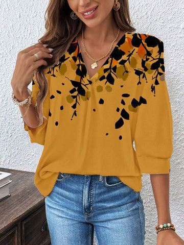 LUNE Women Casual Minimalist Leopard Print Pattern Blouse