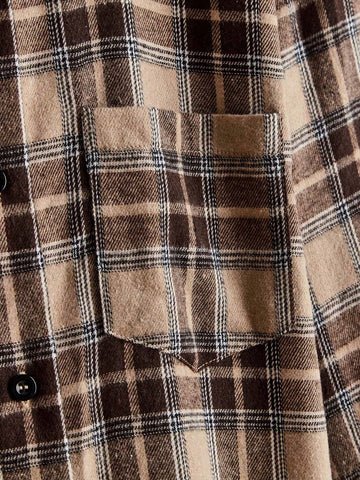 LUNE Women Casual Plaid Print Long Sleeve Shirt, Autumn