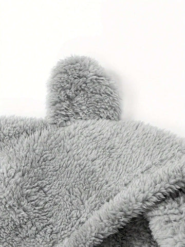 Women Casual Solid Color Fluffy Hooded Jumpsuit, Fall/Winter