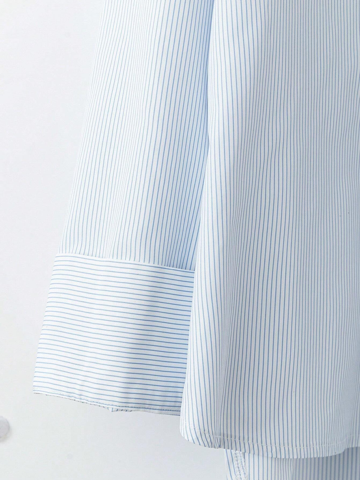 LUNE Women Casual Stripe Patchwork Open Front Long Sleeve Shirt, Autumn