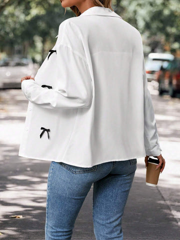 LUNE Women Casual Textured Button Down Long Sleeve Shirt, Suitable For Commuting And Outdoor