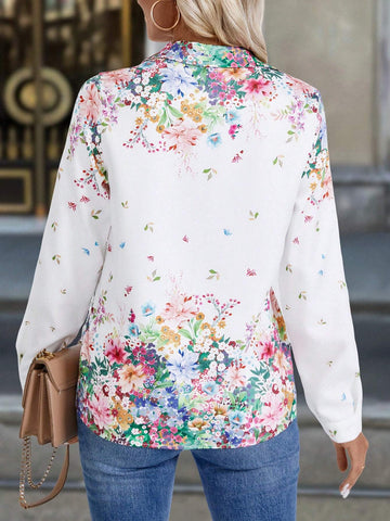 LUNE Women Floral Print Casual Blouse, Spring & Autumn